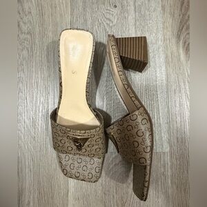 GUESS Tan Patterned Mules